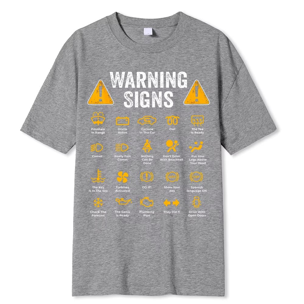 Funny Driving Warning Signs 101 Auto Mechanic Gift Driver T-Shirt Oversized Casual T Shirt Cotton Mens Tops Tees Cotton Clothing - maggiplanet.net