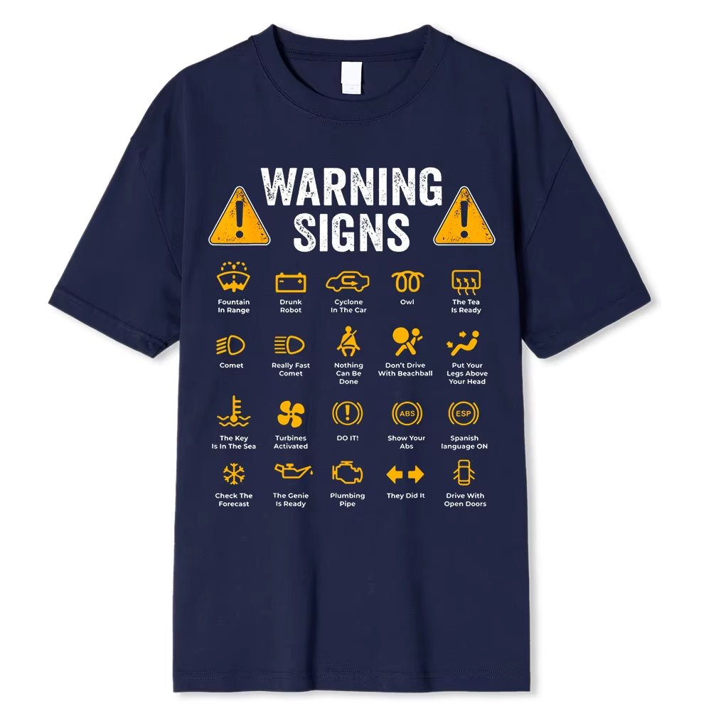 Funny Driving Warning Signs 101 Auto Mechanic Gift Driver T-Shirt Oversized Casual T Shirt Cotton Mens Tops Tees Cotton Clothing - maggiplanet.net