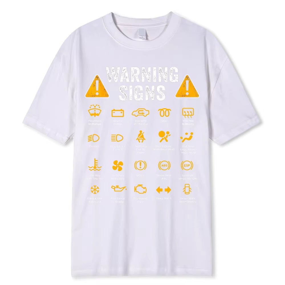 Funny Driving Warning Signs 101 Auto Mechanic Gift Driver T-Shirt Oversized Casual T Shirt Cotton Mens Tops Tees Cotton Clothing - maggiplanet.net