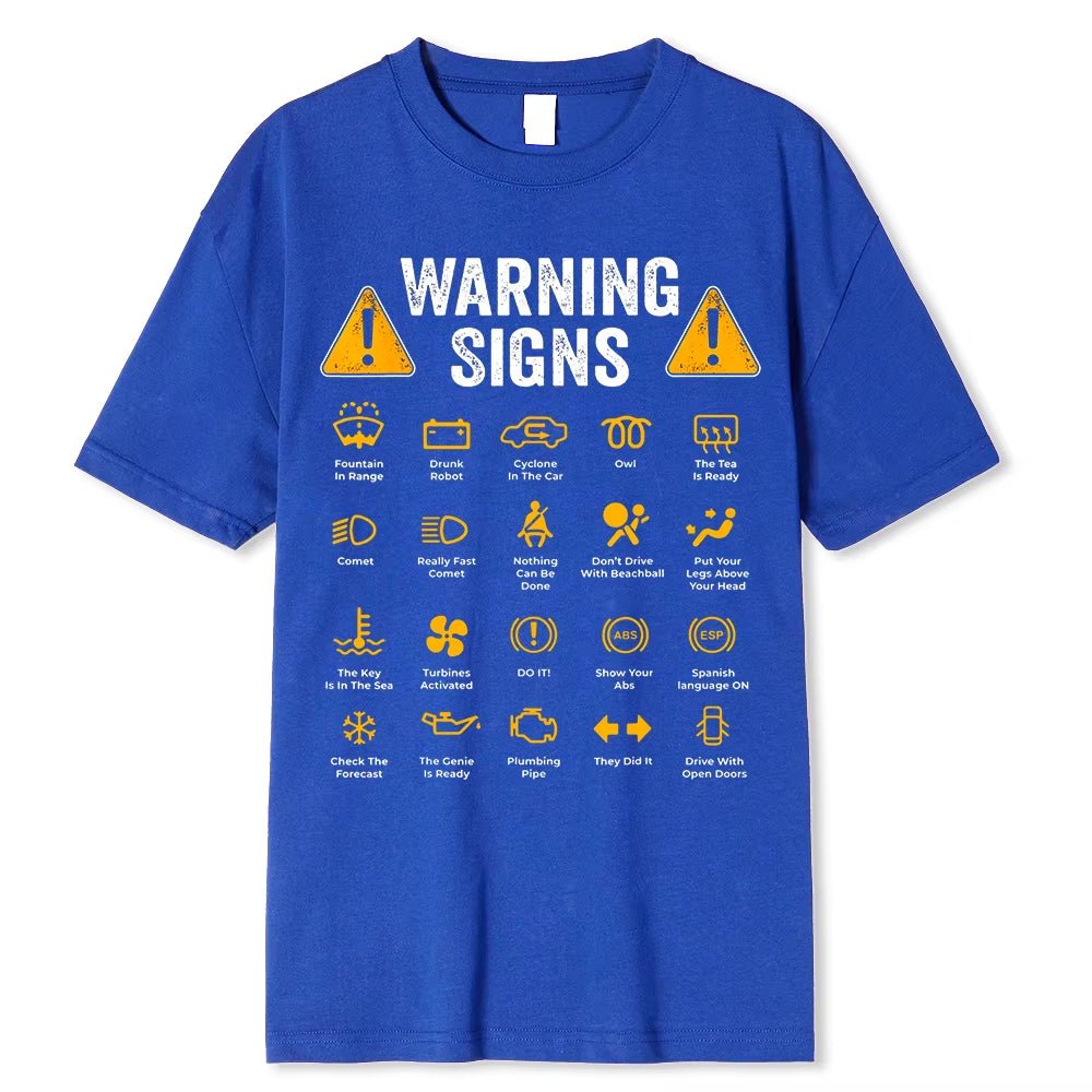 Funny Driving Warning Signs 101 Auto Mechanic Gift Driver T-Shirt Oversized Casual T Shirt Cotton Mens Tops Tees Cotton Clothing - maggiplanet.net