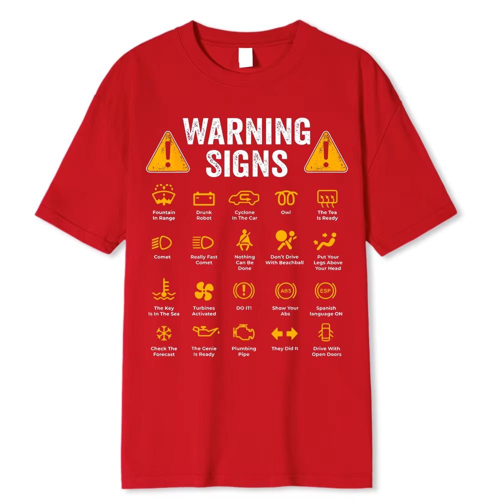 Funny Driving Warning Signs 101 Auto Mechanic Gift Driver T-Shirt Oversized Casual T Shirt Cotton Mens Tops Tees Cotton Clothing - maggiplanet.net