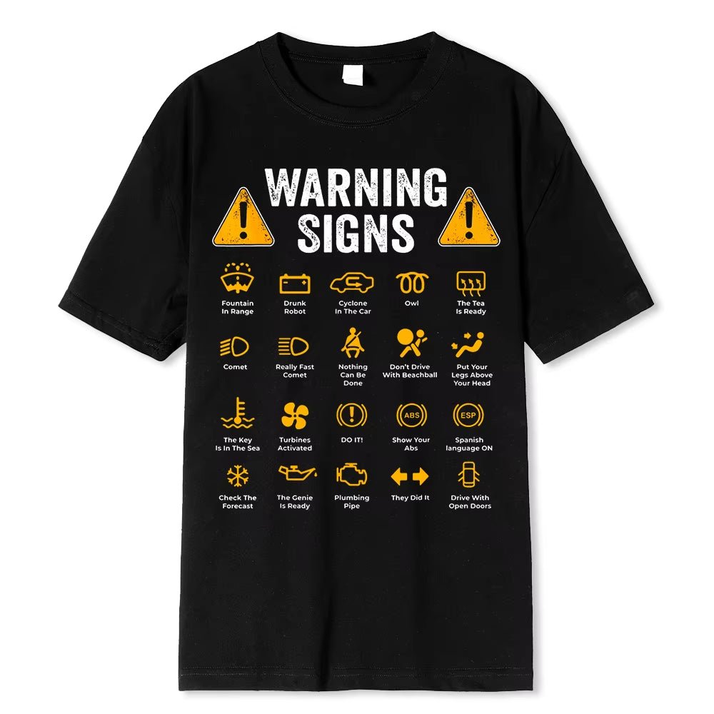 Funny Driving Warning Signs 101 Auto Mechanic Gift Driver T-Shirt Oversized Casual T Shirt Cotton Mens Tops Tees Cotton Clothing - maggiplanet.net