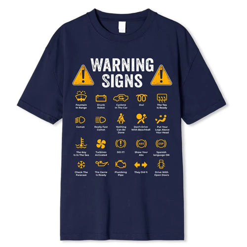 Funny Driving Warning Signs 101 Auto Mechanic Gift Driver T-Shirt Oversized Casual T Shirt Cotton Mens Tops Tees Cotton Clothing - maggiplanet.net