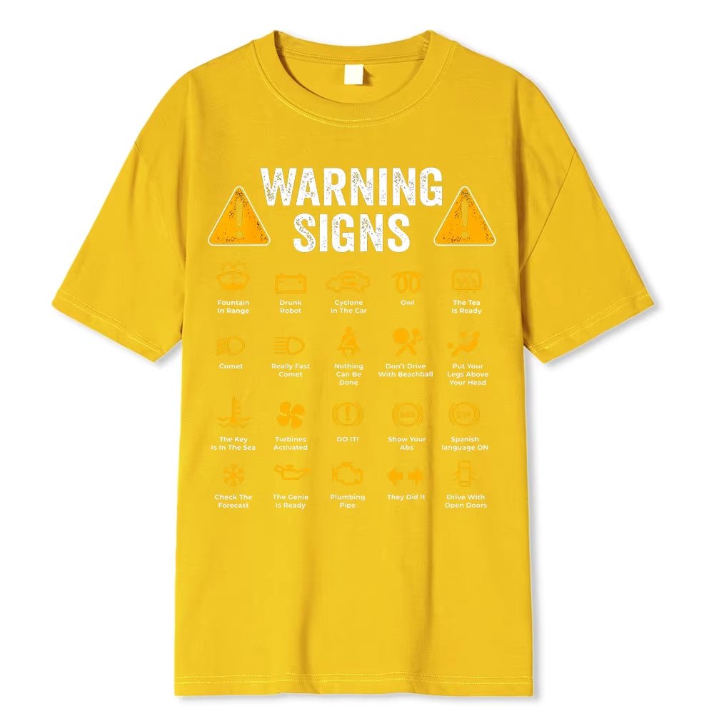 Funny Driving Warning Signs 101 Auto Mechanic Gift Driver T-Shirt Oversized Casual T Shirt Cotton Mens Tops Tees Cotton Clothing - maggiplanet.net