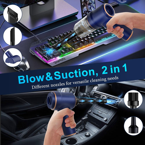 Handheld Car Vacuum Cleaner, 9000Pa Vacuum Cleaner and Air Duster, 120W High Power Hand Held Vacuum with LED Light and Multi - Nozzles for Car, Home, Office, Pet - maggiplanet.net