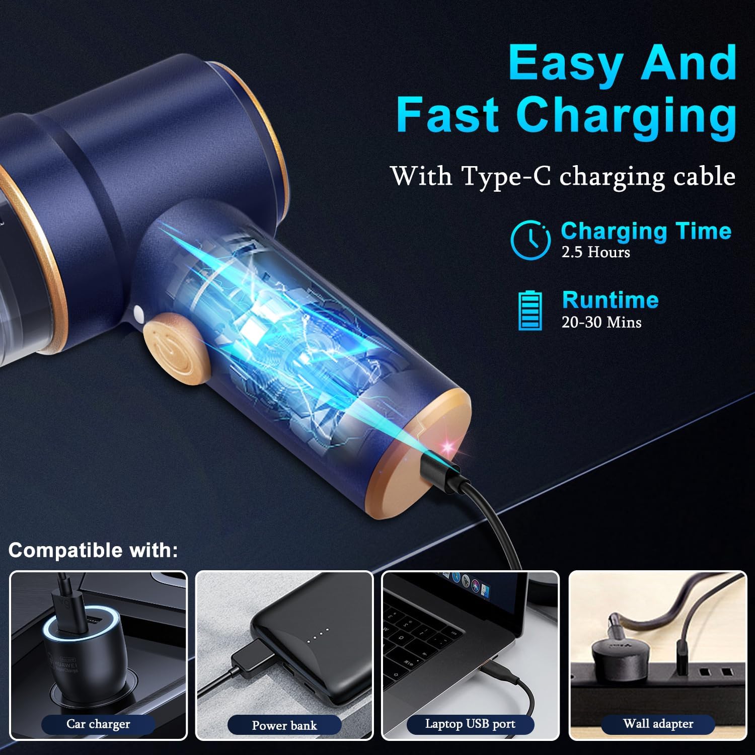 Handheld Car Vacuum Cleaner, 9000Pa Vacuum Cleaner and Air Duster, 120W High Power Hand Held Vacuum with LED Light and Multi - Nozzles for Car, Home, Office, Pet - maggiplanet.net