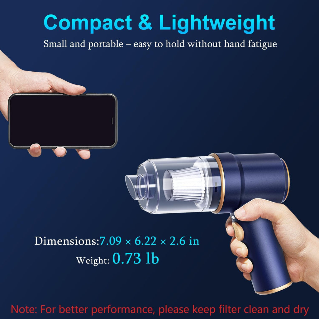 Handheld Car Vacuum Cleaner, 9000Pa Vacuum Cleaner and Air Duster, 120W High Power Hand Held Vacuum with LED Light and Multi - Nozzles for Car, Home, Office, Pet - maggiplanet.net