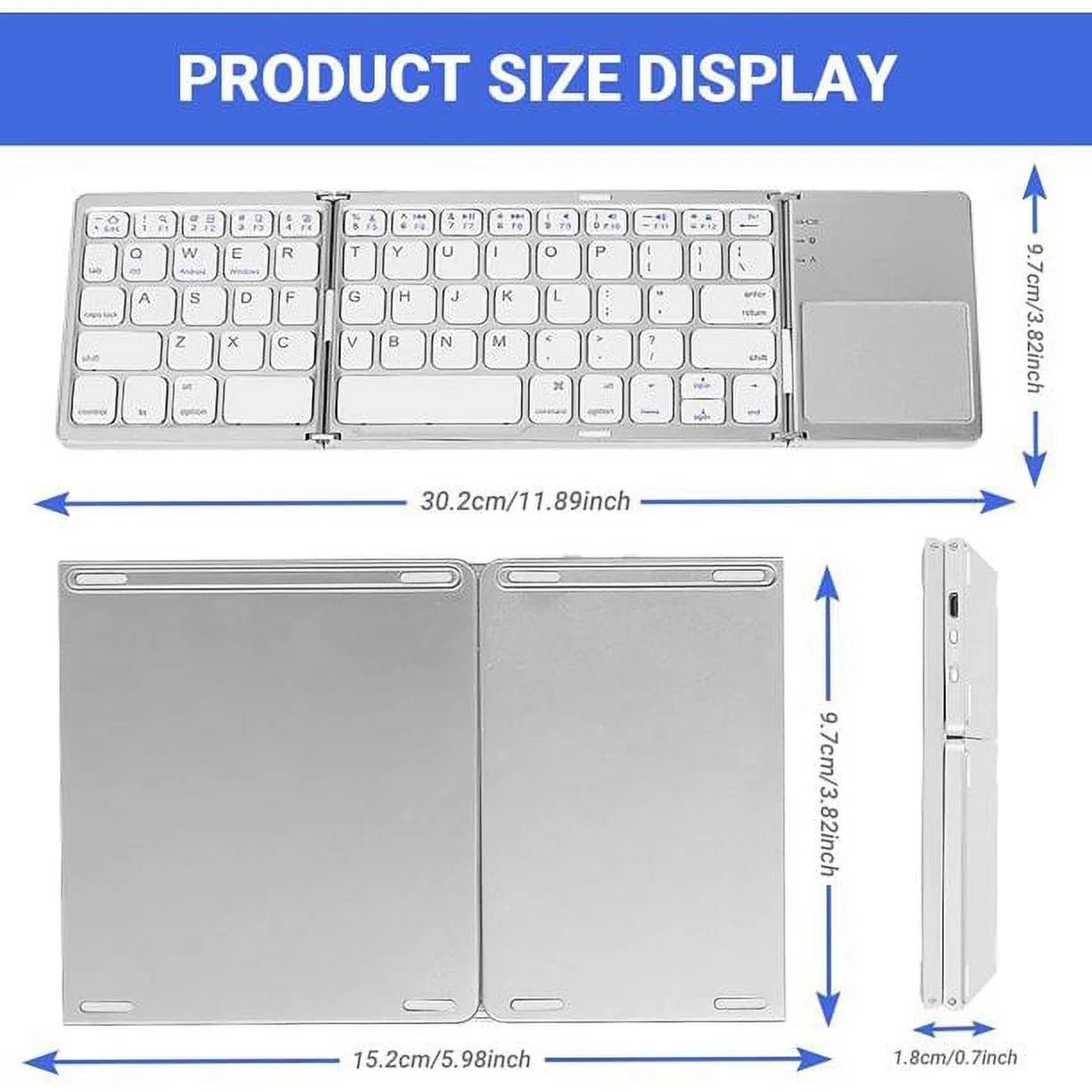 Portable Wireless Keyboard with Touchpad, Gray - maggiplanet.net