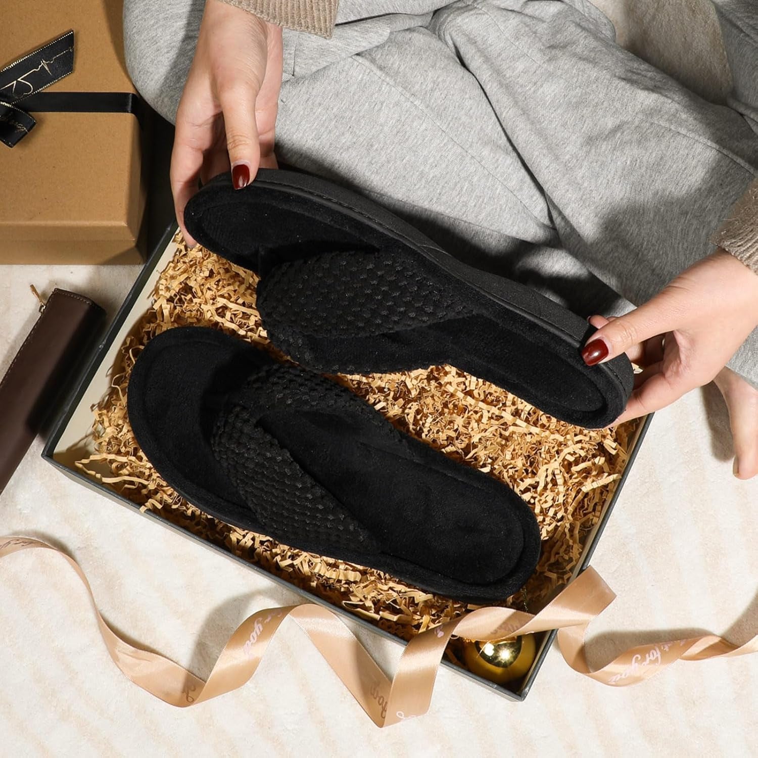 Women'S Popcorn Flip Flop House Slipper with Memory Foam, Gift for Women Mom - maggiplanet.net